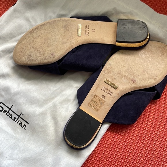 Sebastian Navy suede slides size 36 made in Italy - Picture 2 of 5